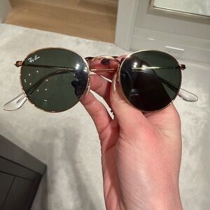 Ray-Ban Gold Frame Round Sunglasses